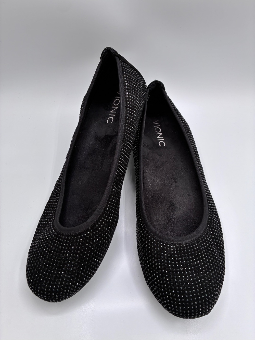 Vionic Spark Willow Ballet Flats, Black Crystal-Embellished Ballet Flats Sz 9